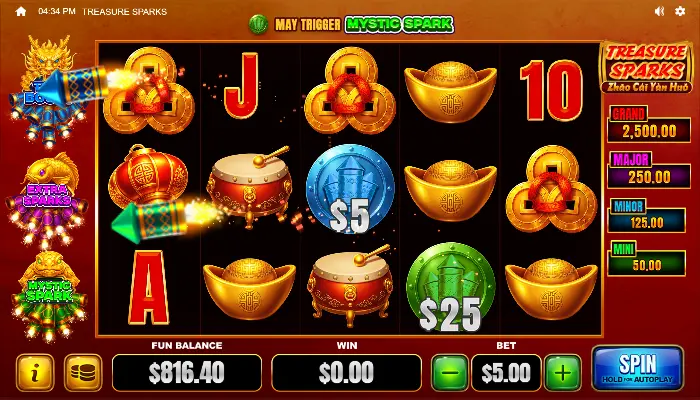 treasure sparks news hold & spin